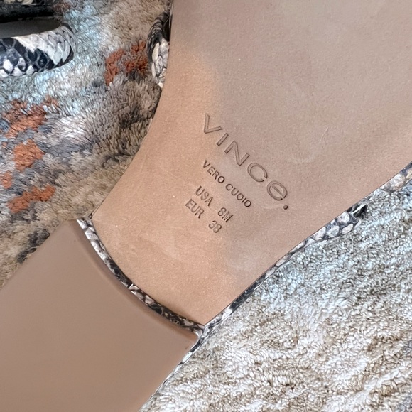 [Vince] Zahara Coffee Snake Skin Print Sandal Slides - Picture 6 of 6